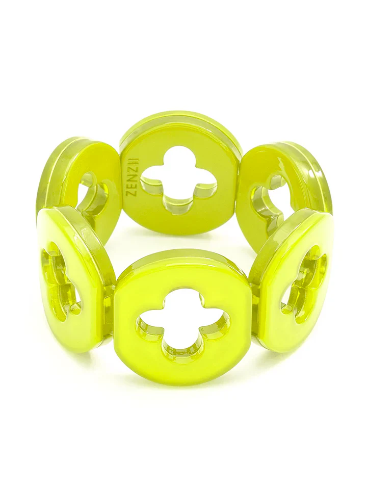 Zenzii - Felicity Resin Clover Bracelet, Lime