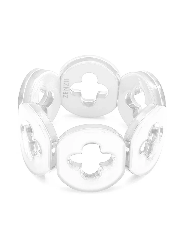 Zenzii - Felicity Resin Clover Bracelet, White