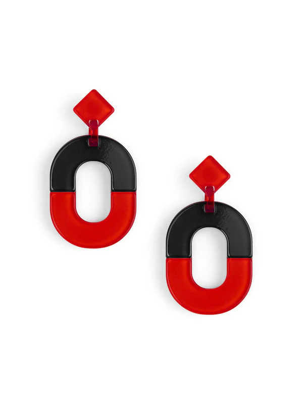Zenzii - Game Day Drop Earrings, Red & Black