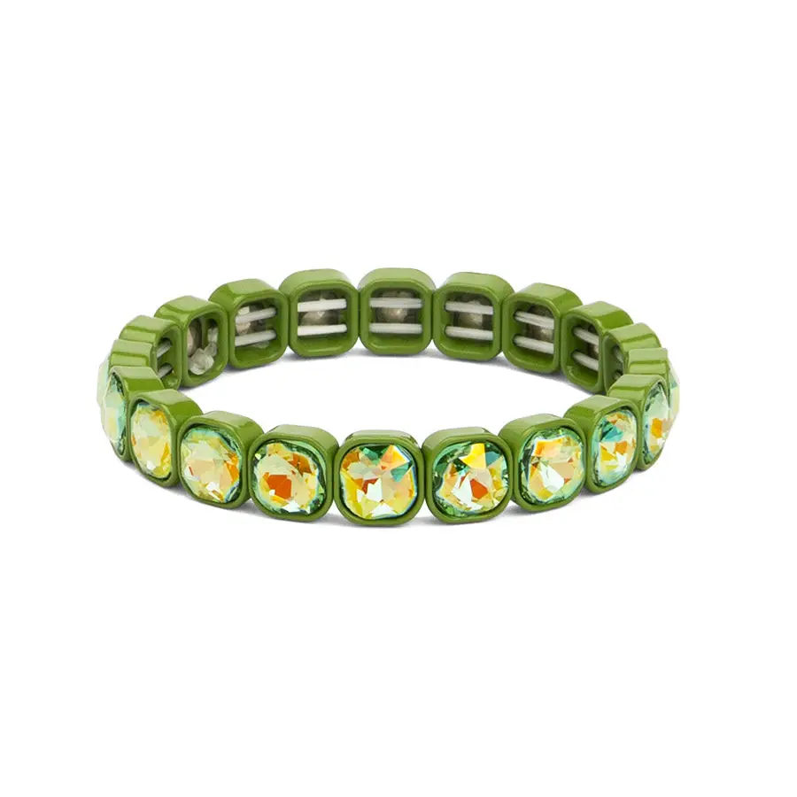 Zenzii - Green Square Crystal Stretch Bracelet