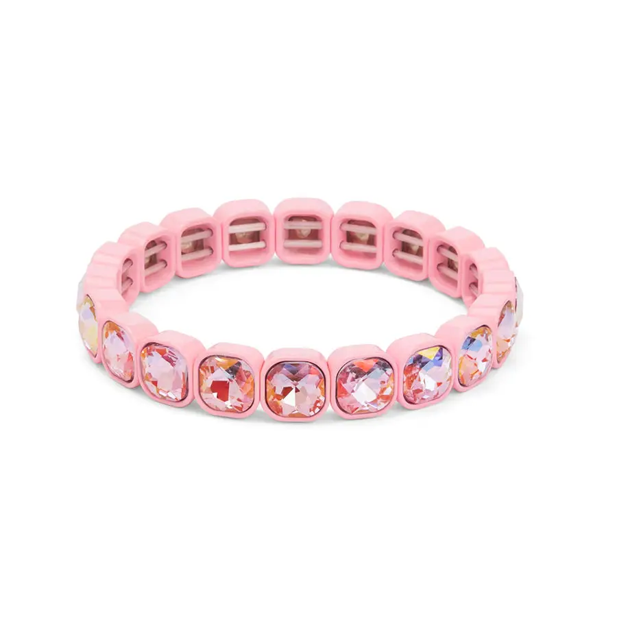 Zenzii - Pink Square Crystal Stretch Bracelet